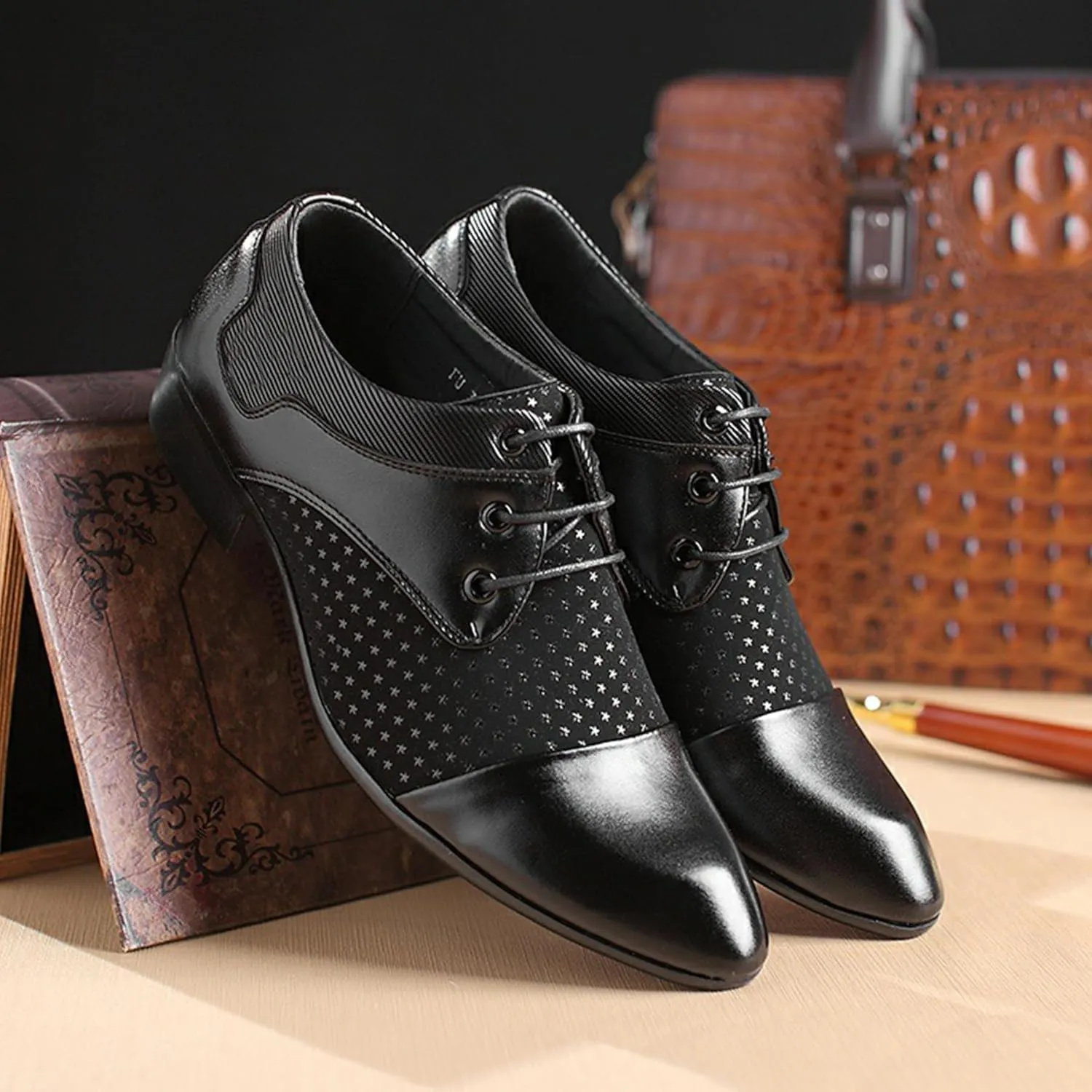 ADMLZQQ Men's Dress Shoes Oxford Shoes Formal Pointed Lace Up Casual Business Suit Tuxedo Wedding Shoes for Men