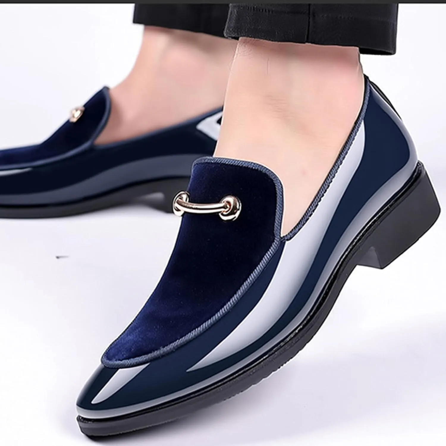 ADMLZQQ Mens Slip on Leather Casual Walking Shoes Comfortable for Work Office Dress Outdoor