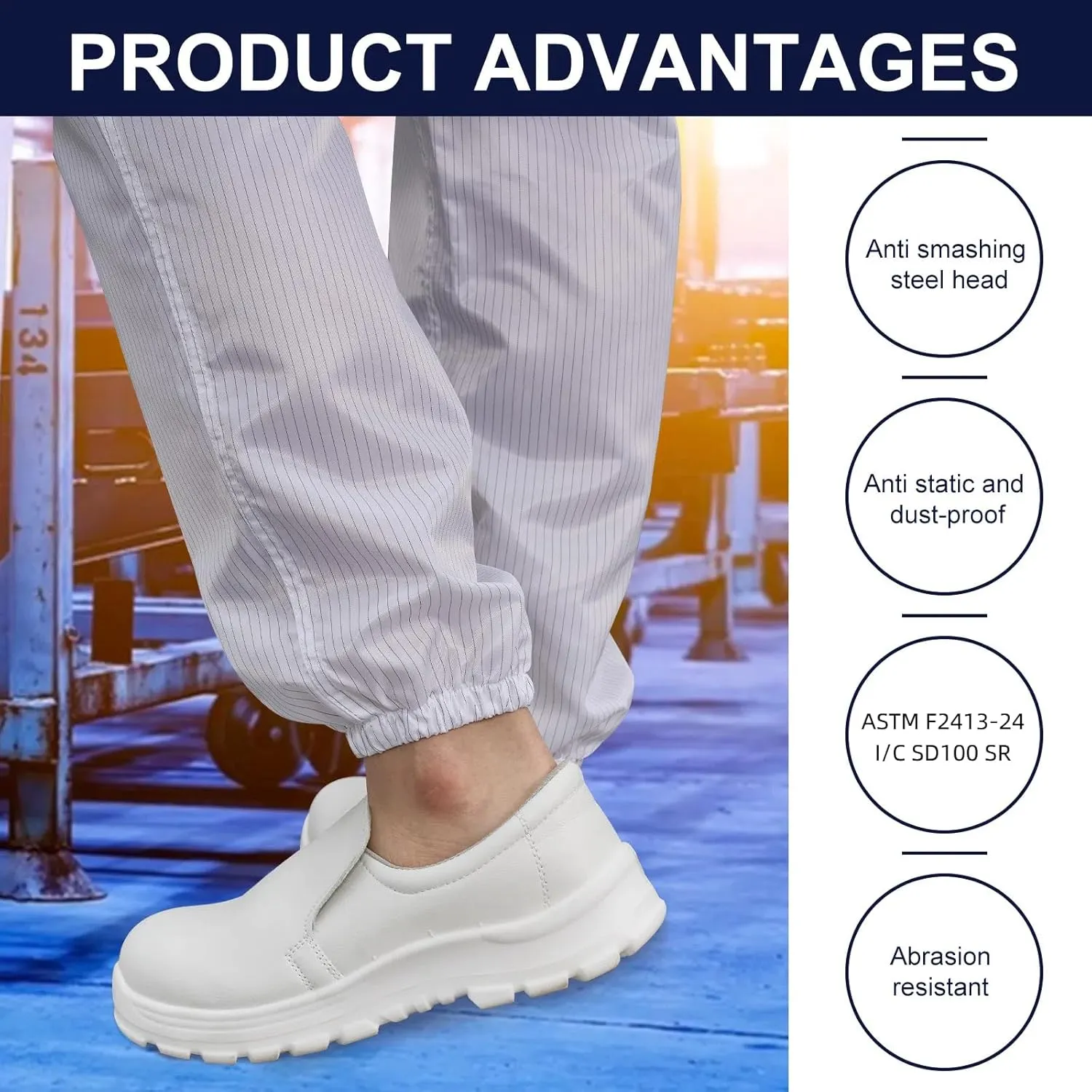 ALTA ANN RlAN Cleanroom Shoes with Steel Toe, Anti-Static Safety Shoes, Men's Shoe