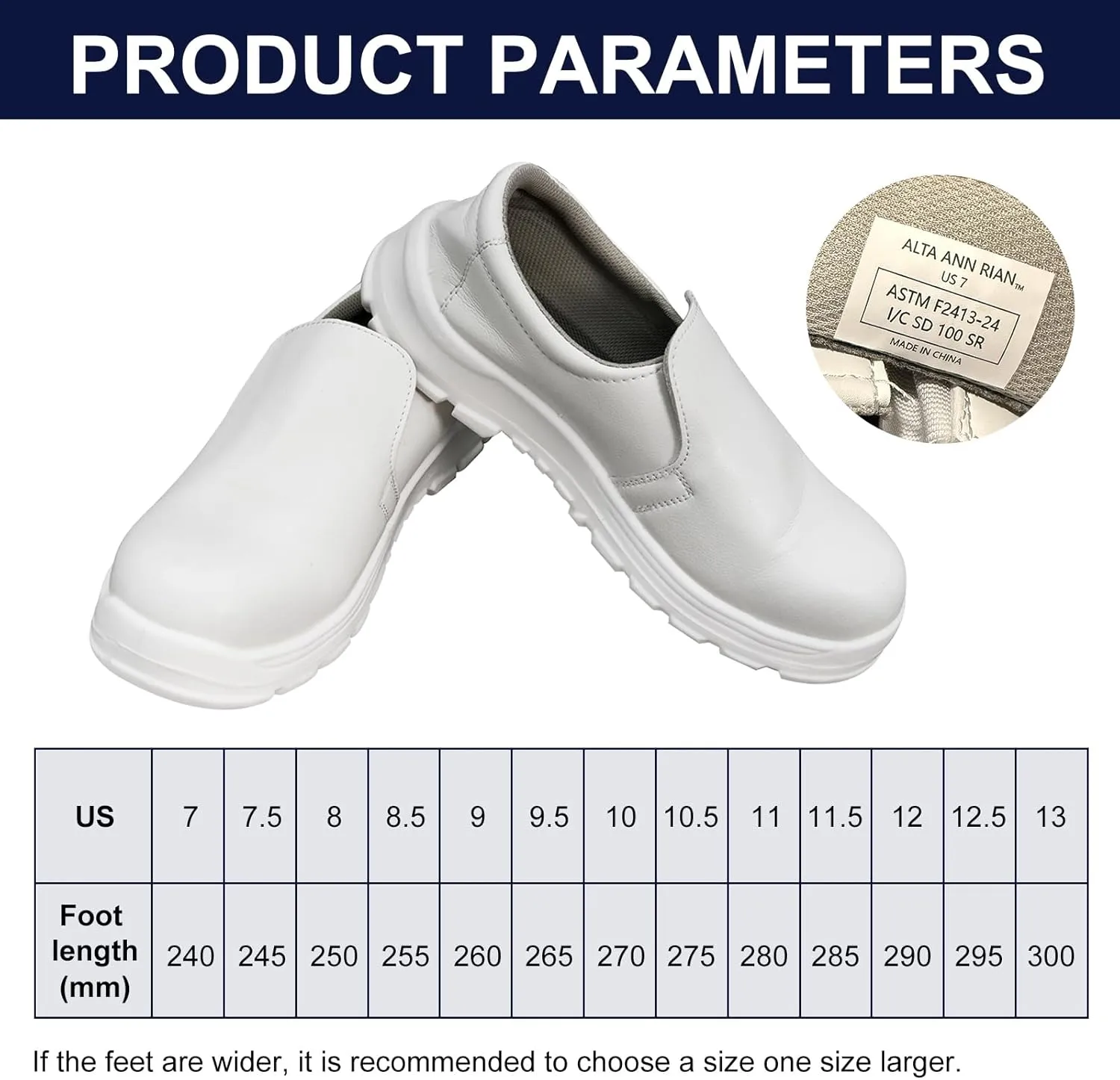 ALTA ANN RlAN Cleanroom Shoes with Steel Toe, Anti-Static Safety Shoes, Men's Shoe