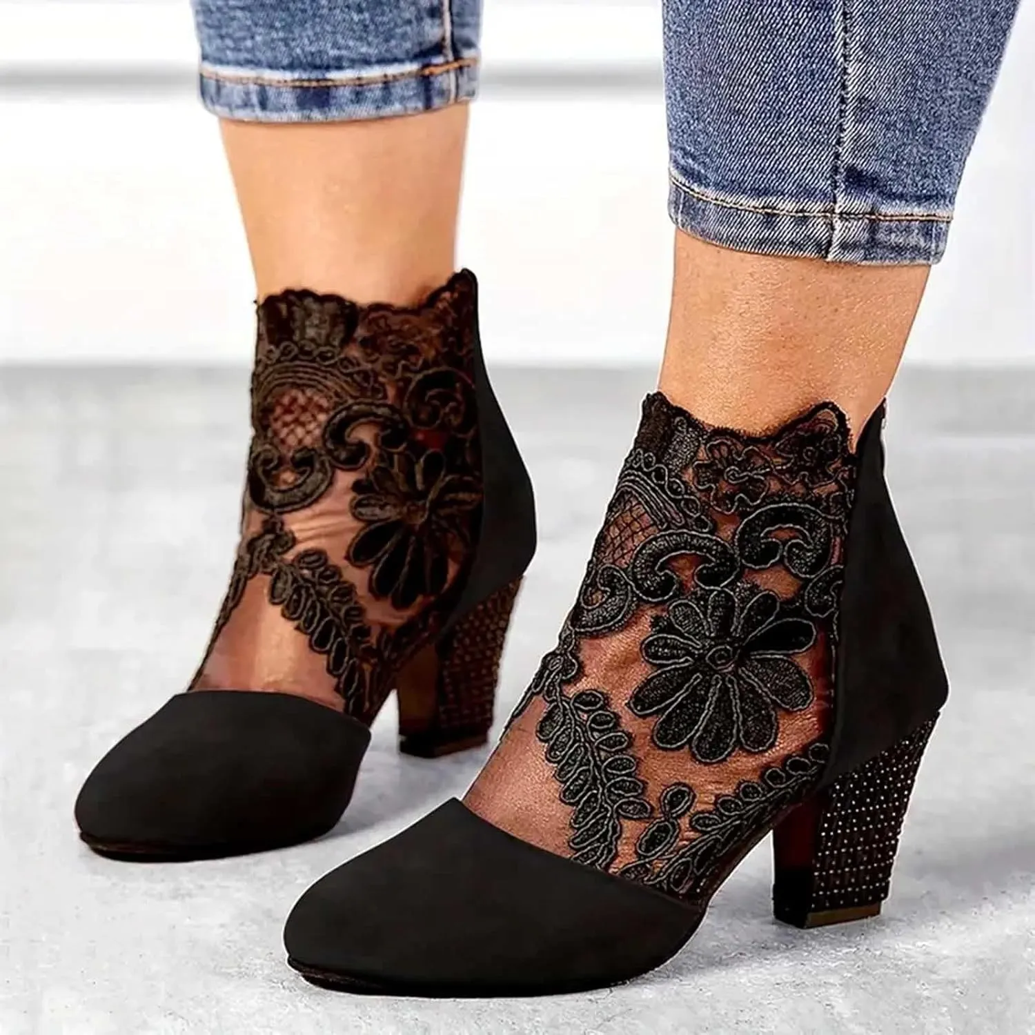 AMDBEL Fall Boots for Women 2024 Ankle Booties Sexy Chunky Heel Short Boots Fashion Boots Pointd Toe Fall Winter Dress Shoes