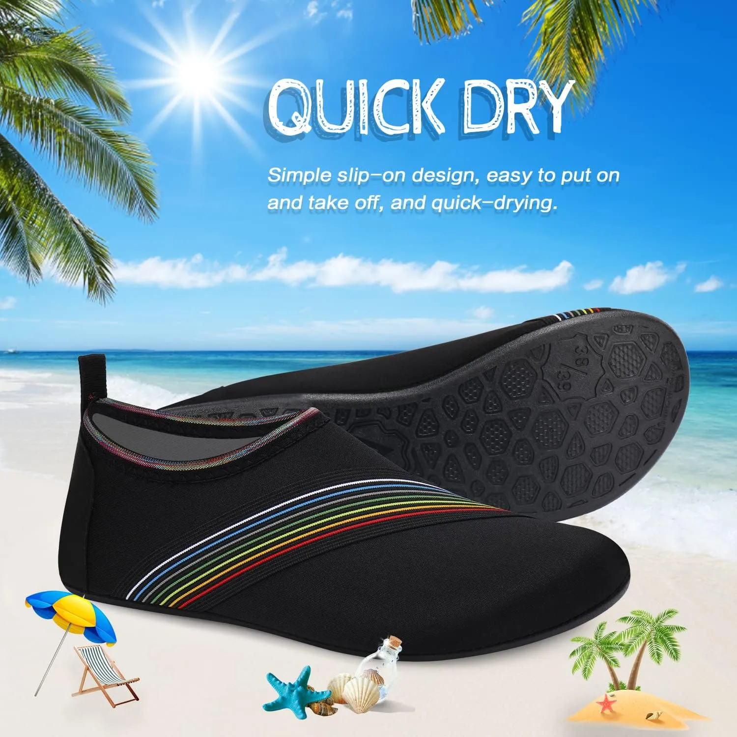 ANLUKE Water Shoes Barefoot Aqua Yoga Socks Quick-Dry Beach Swim Surf Shoes for Women Men