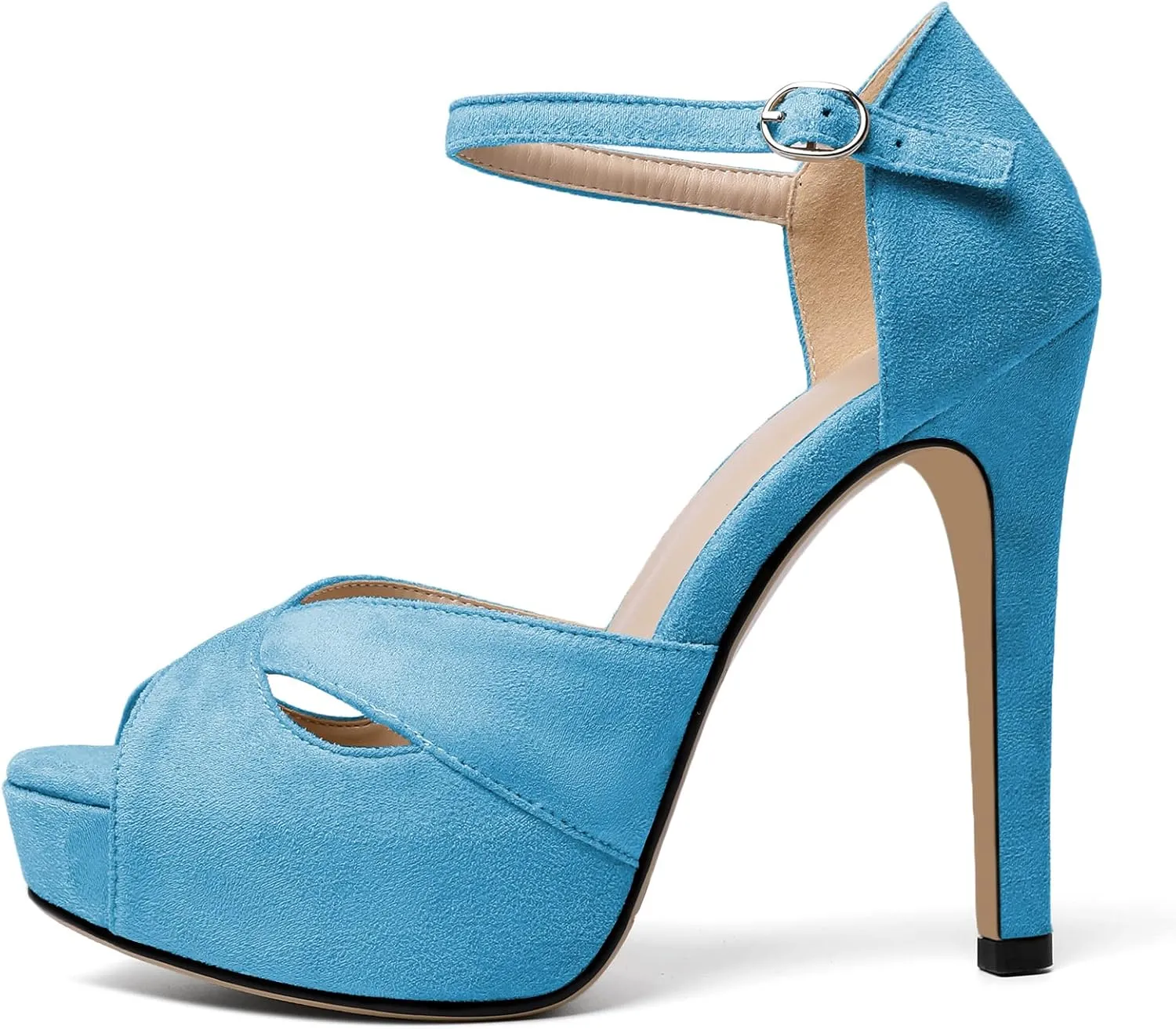 AUMOTED Women Peep Open Toe Platform Sandals Stiletto High Heels Ankle Strap Wedding Party Dress Shoes 4.7 Inches