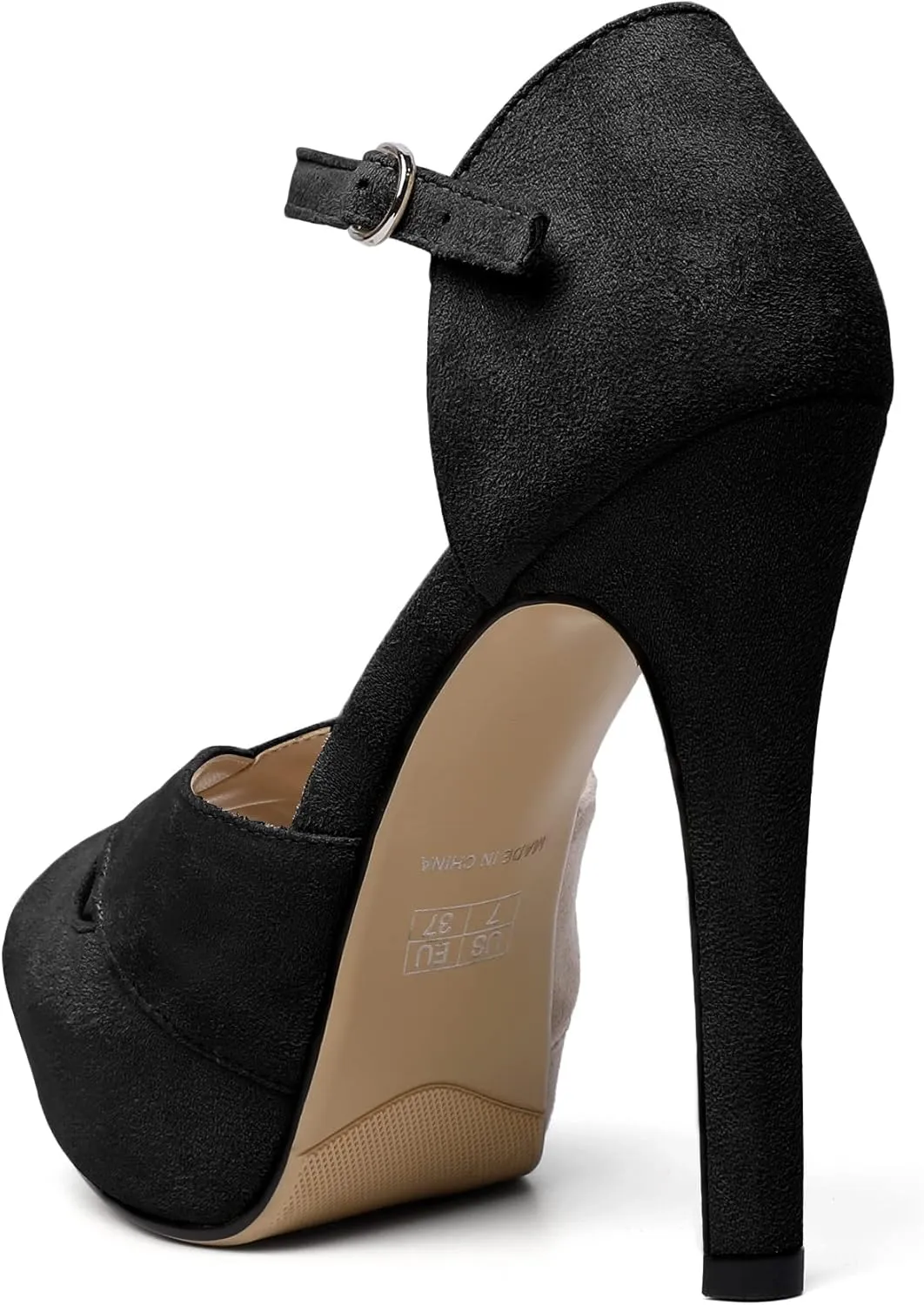 AUMOTED Women Peep Open Toe Platform Sandals Stiletto High Heels Ankle Strap Wedding Party Dress Shoes 4.7 Inches
