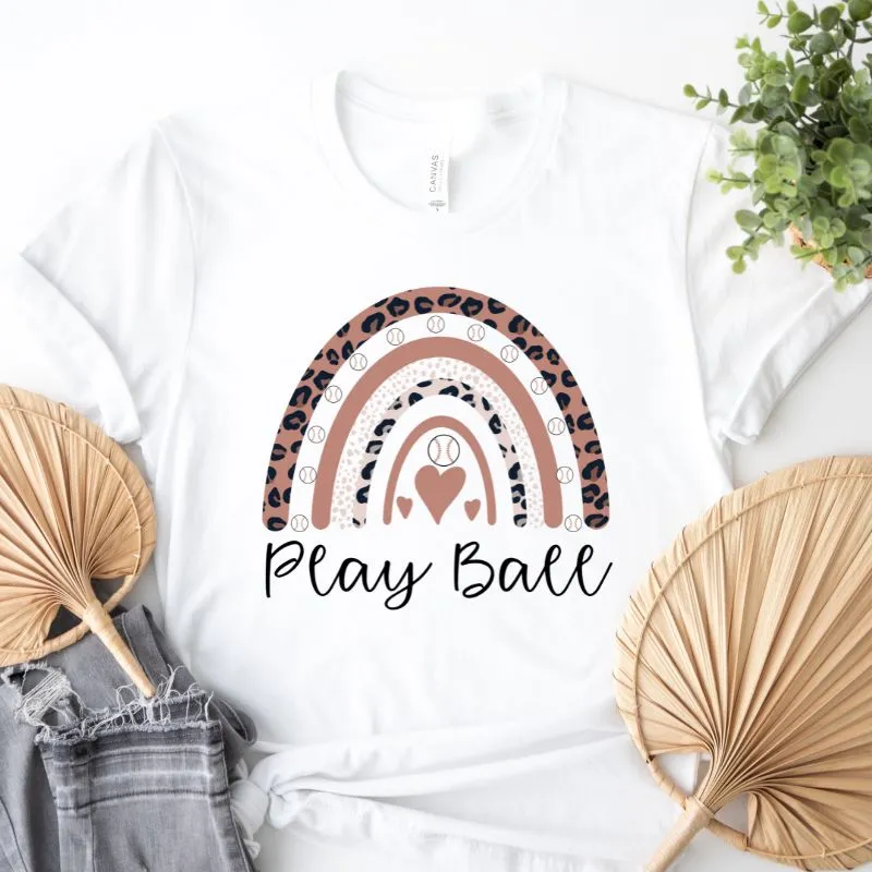 Baseball Play Ball Rainbow Design PNG Download