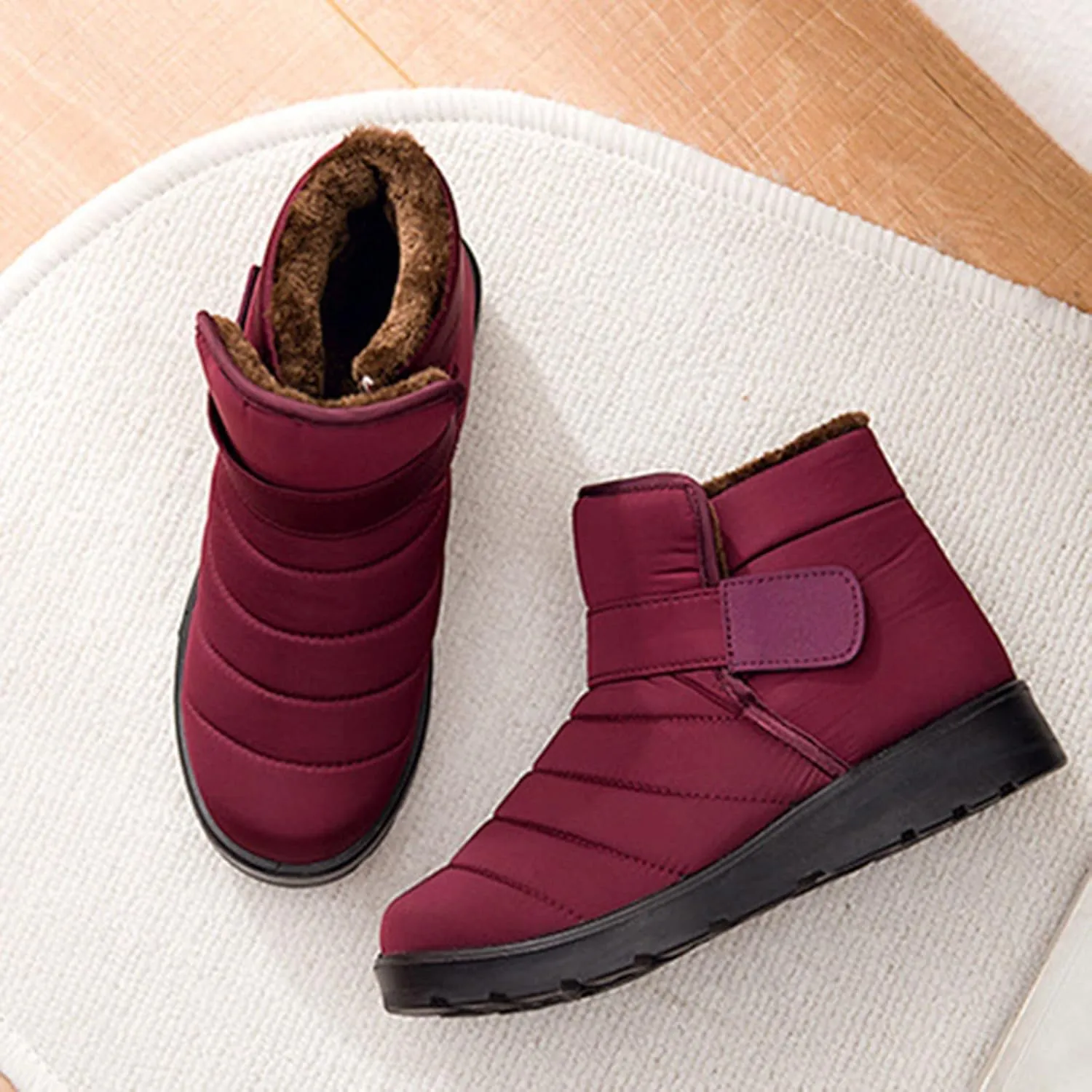 Boots for Women Slip On Ankle Booties Winter Snow Boots Waterproof Anti Slip Outdoor Walking Shoes