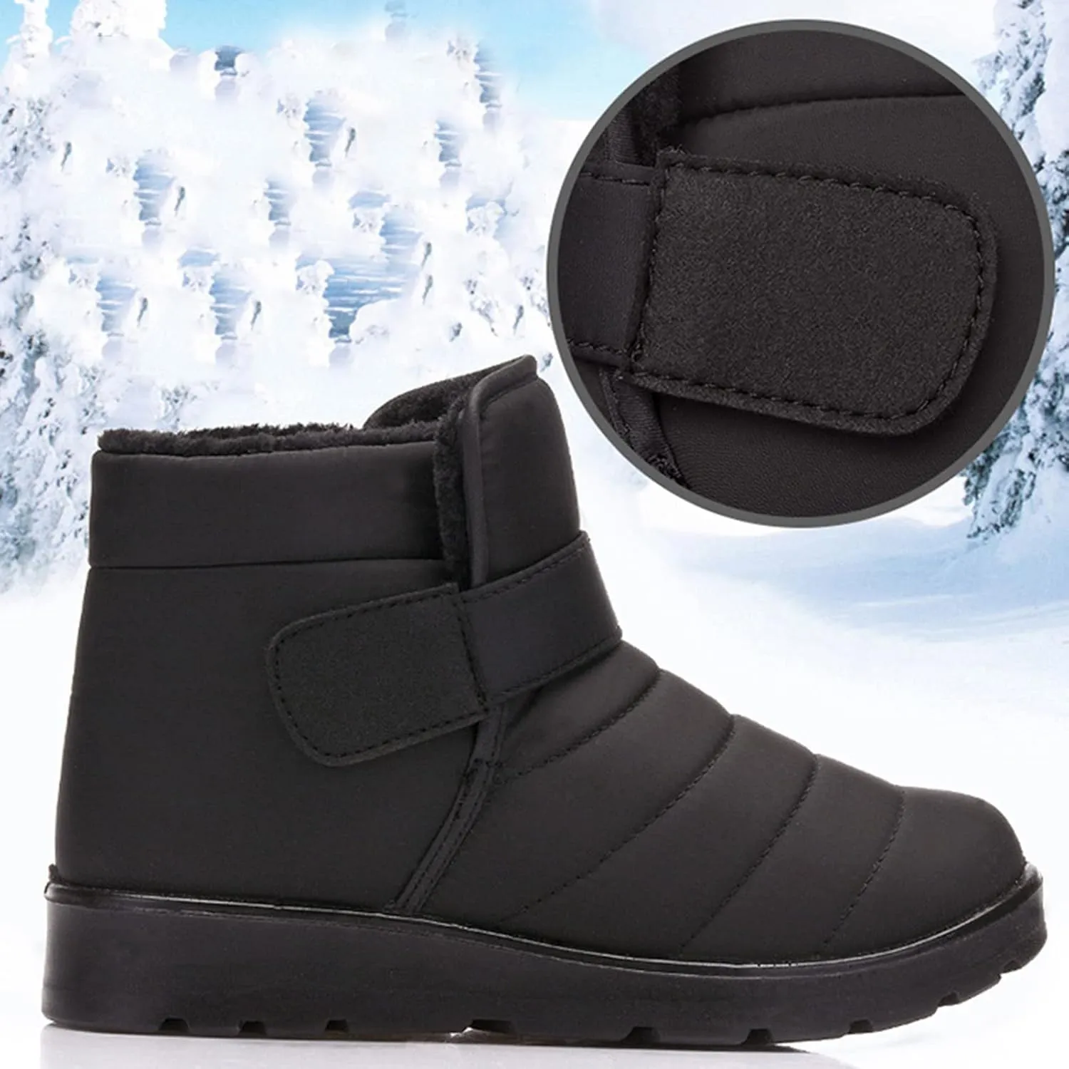 Boots for Women Slip On Ankle Booties Winter Snow Boots Waterproof Anti Slip Outdoor Walking Shoes