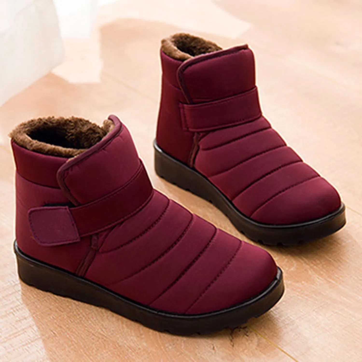 Boots for Women Slip On Ankle Booties Winter Snow Boots Waterproof Anti Slip Outdoor Walking Shoes