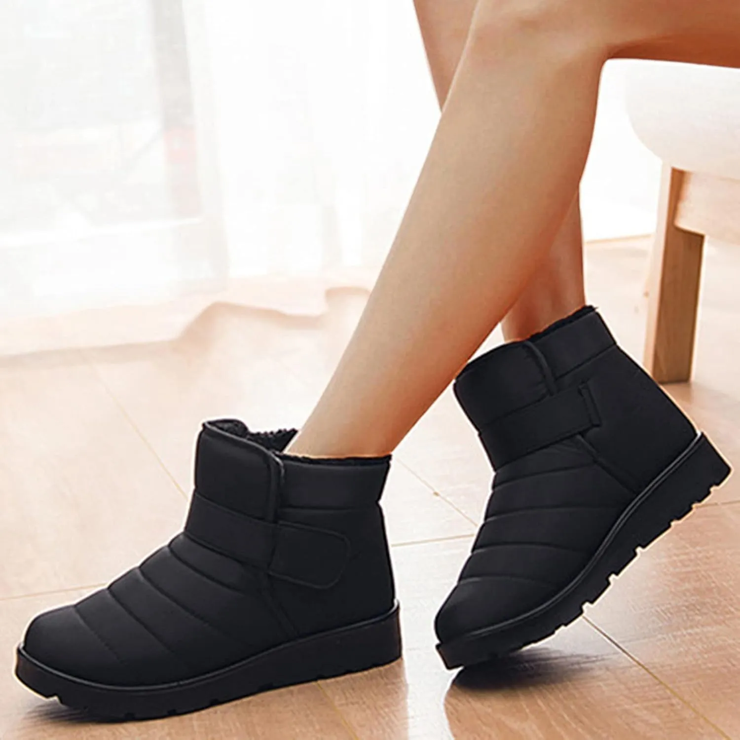 Boots for Women Slip On Ankle Booties Winter Snow Boots Waterproof Anti Slip Outdoor Walking Shoes