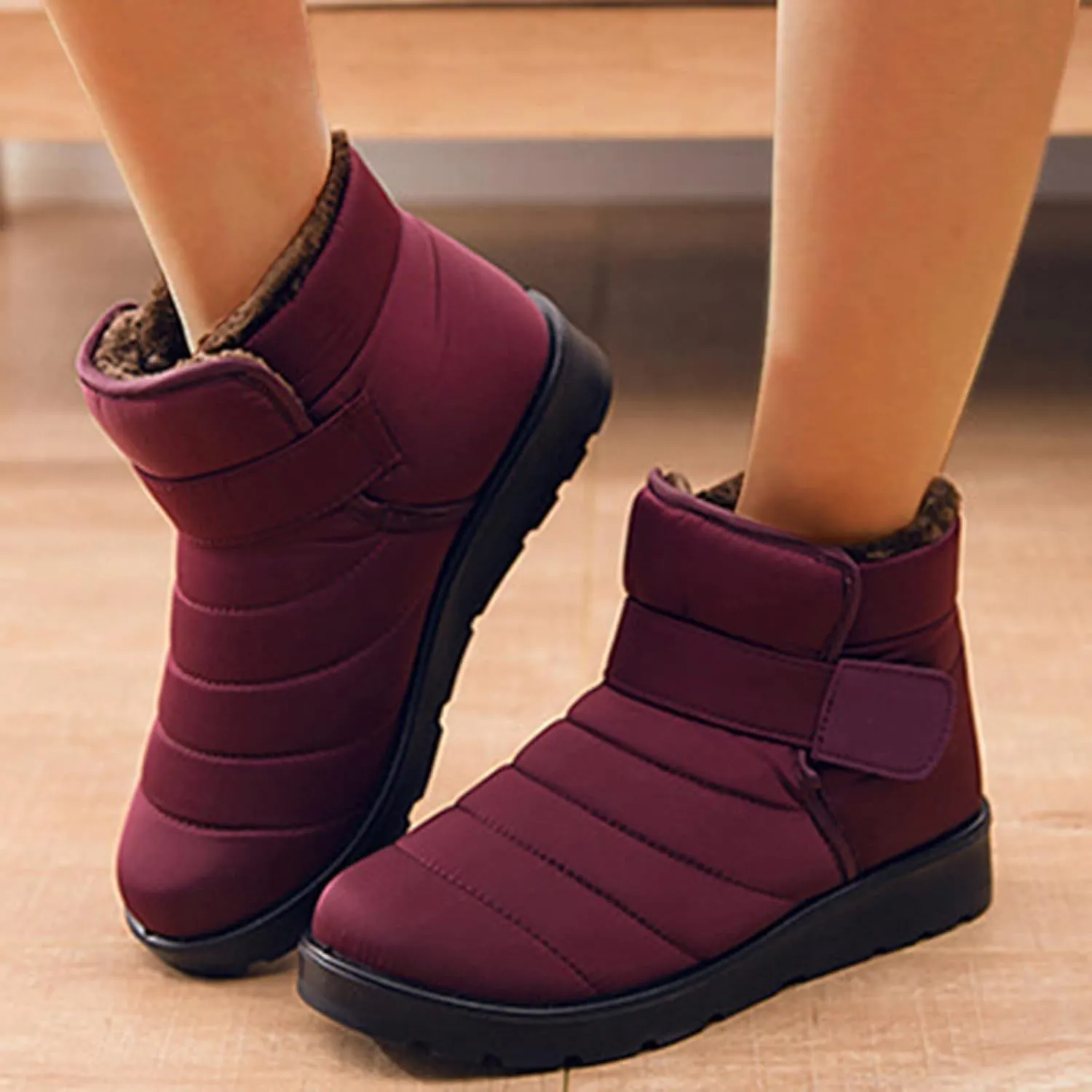 Boots for Women Slip On Ankle Booties Winter Snow Boots Waterproof Anti Slip Outdoor Walking Shoes