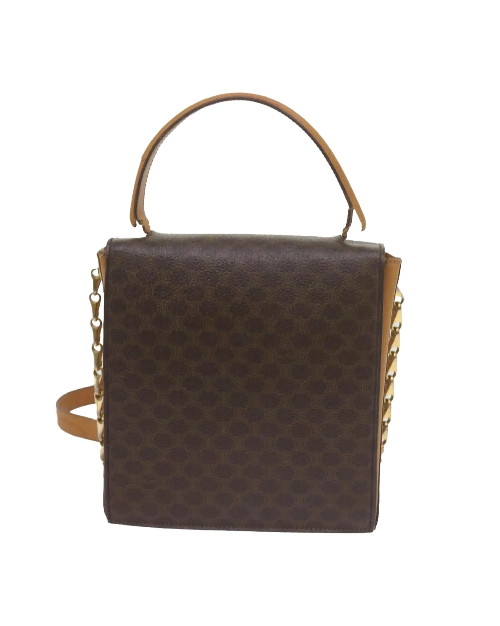 Canvas Shoulder Bag with Long Strap - Brown