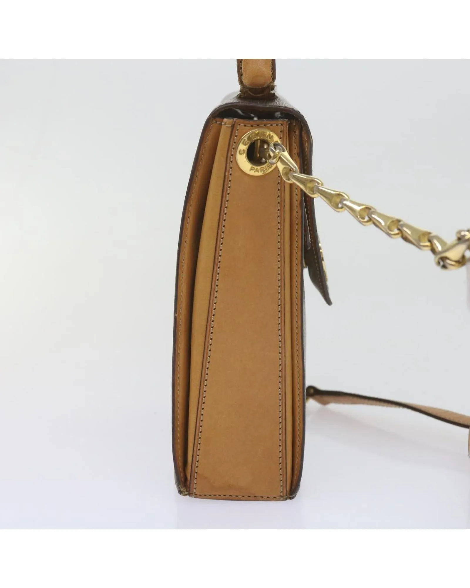 Canvas Shoulder Bag with Long Strap - Brown