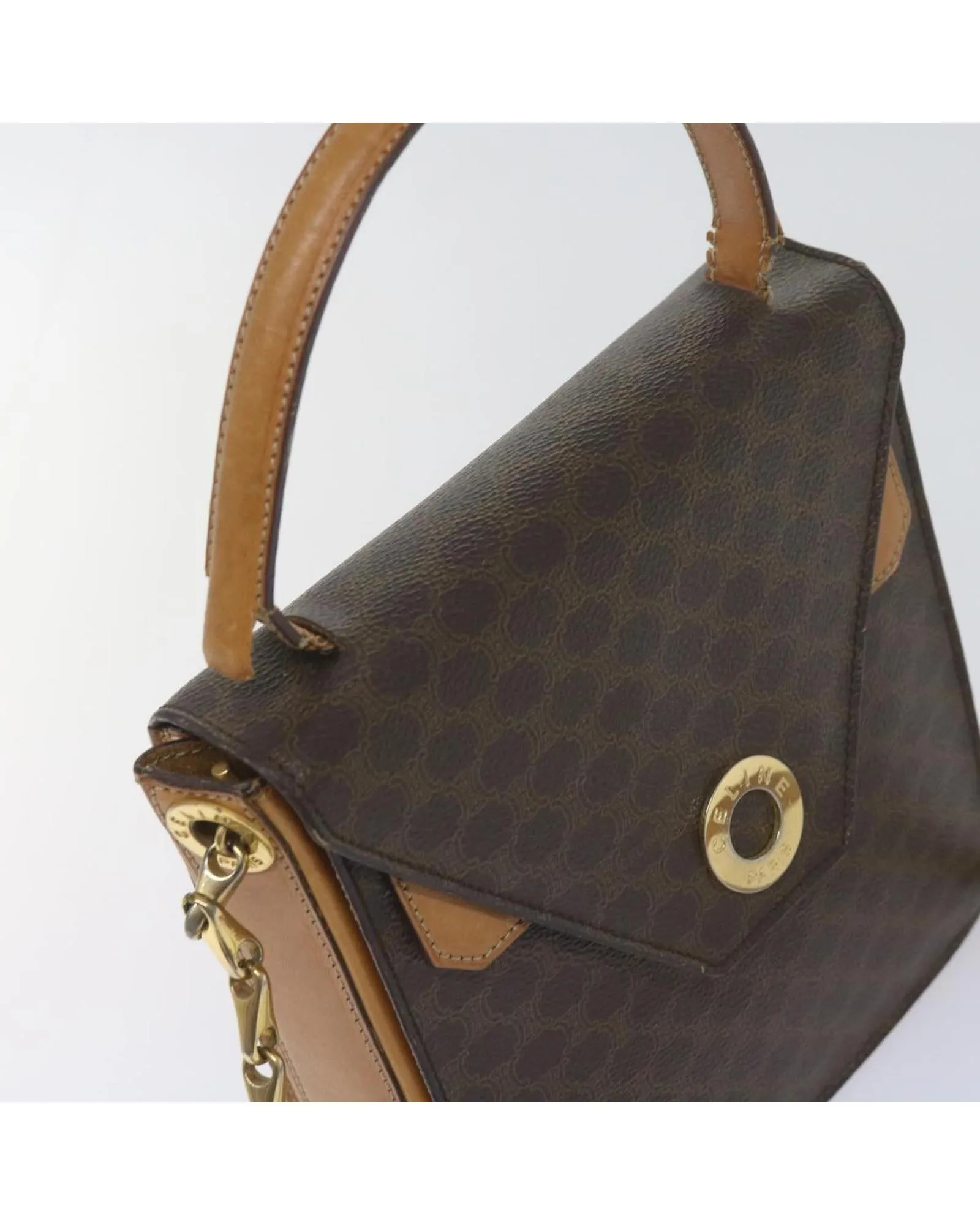 Canvas Shoulder Bag with Long Strap - Brown