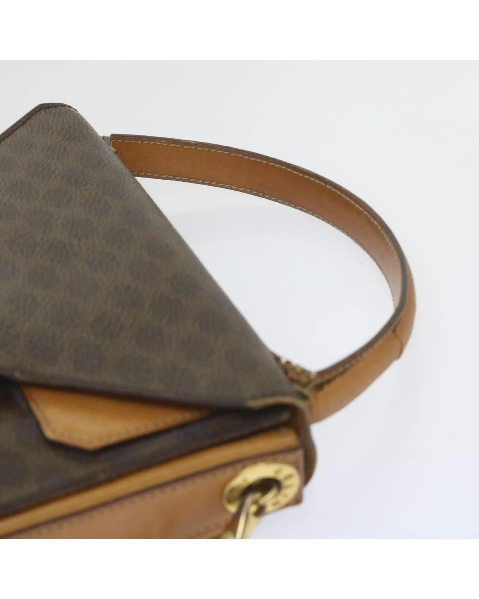 Canvas Shoulder Bag with Long Strap - Brown