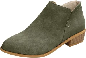 Cathalem Ankle Boots for Women Wide Calf Comfy V-Cutout Side Zip Low Heel Ankle BootiesVintage Leather Hiking Shoes
