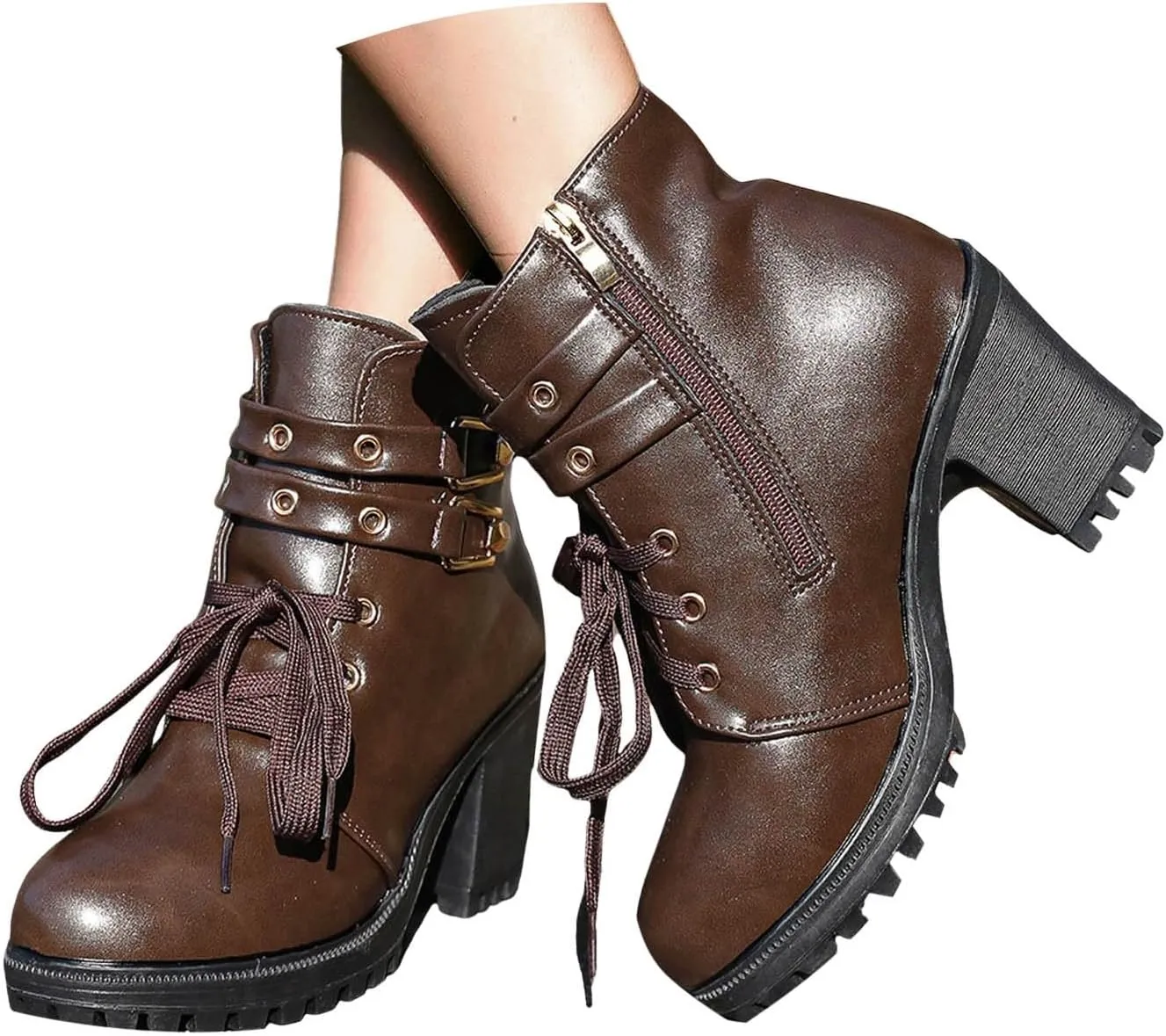 Cathalem Gothic Boots for Women Goth Platform Chunky Boots High Heel Black Ankle Booties Rivets Punk Combat Boot Shoes