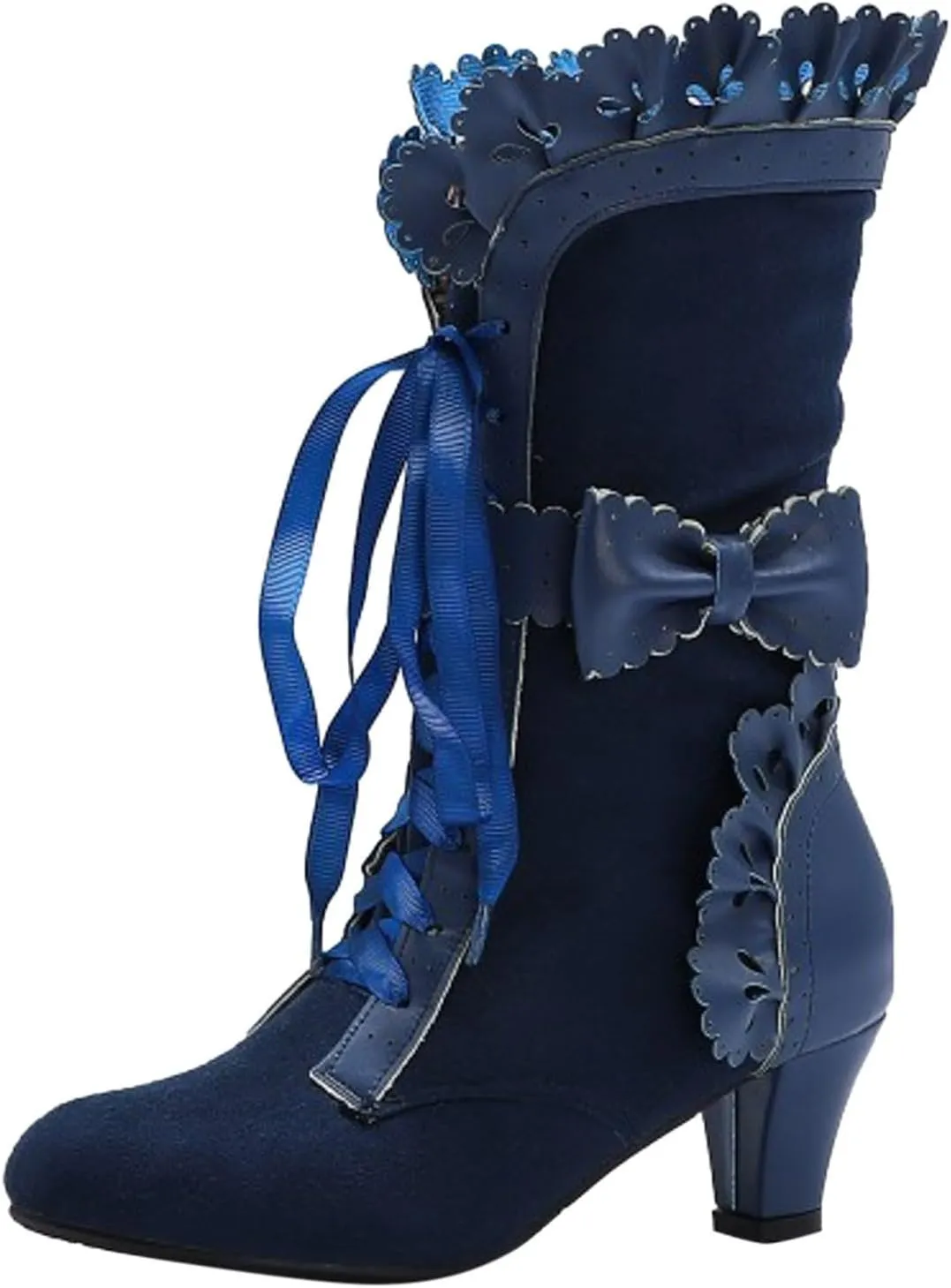 Cathalem Victorian Boots for Women Casual Goth Boots Lace Up Renaissance Boots Mid Heels Vintage Boots Halloween Cosplay Witch Shoes