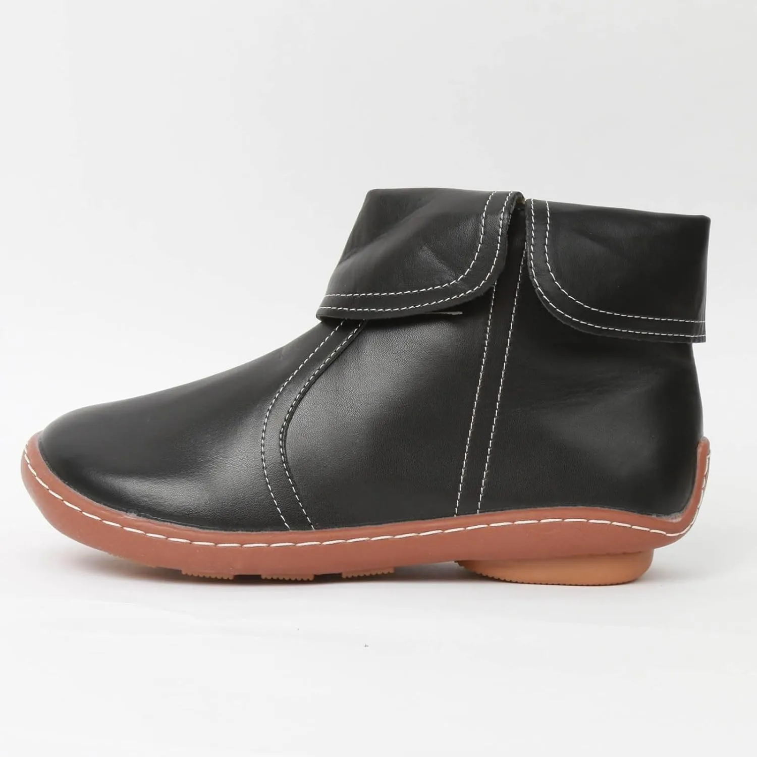 Cathalem Womens Ankle Boots, 2024 New Arch Support Booties Flat Heel Booties Side Zip-up Vintage Leather Damping Shoes