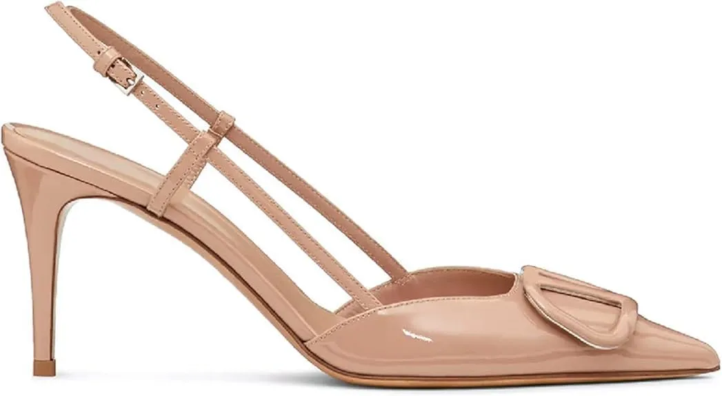 Closed Pointed Toe Stiletto High Heels, Women Heeled Slingback Sandals, Slip-On Backless Evening Party Dress Shoes