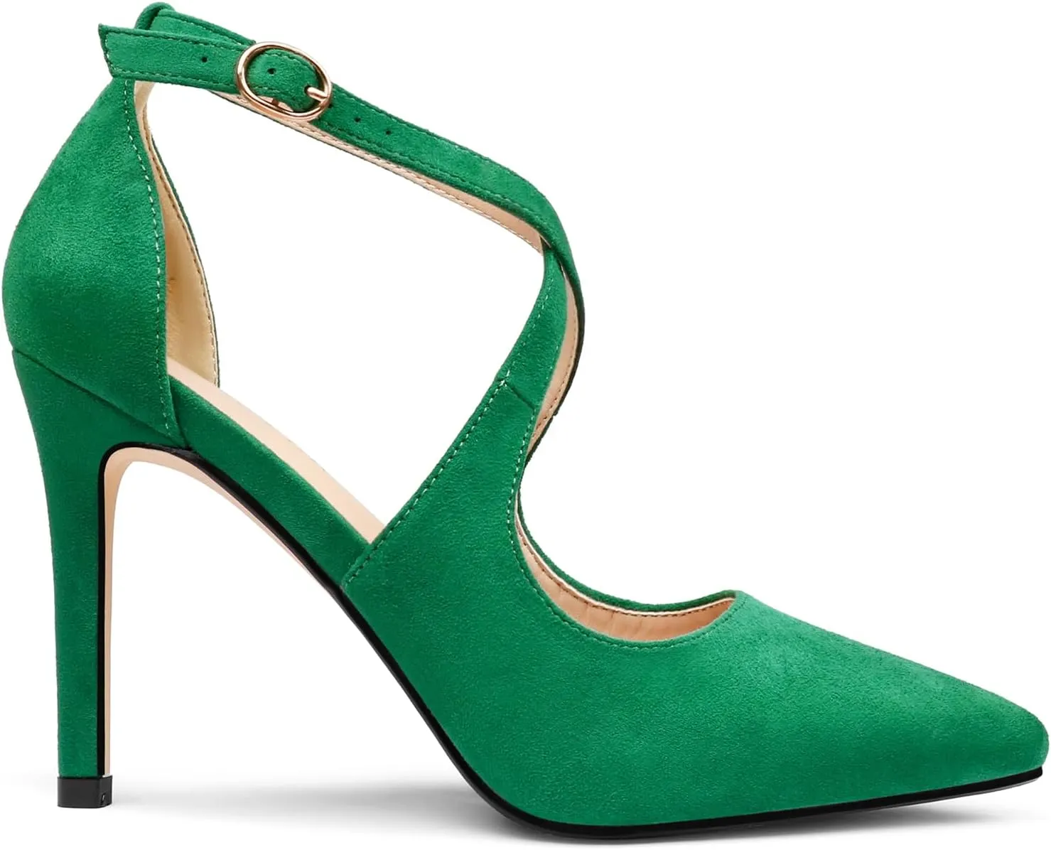 COLETER Womens 4" Pointed Toe D'Orsay Pumps Stilettos High Heel Crossed Ankle Strap Dress Shoes