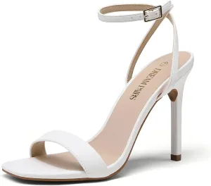 DREAM PAIRS Womens High Stilettos Open Square Toe Ankle Strap Heels Sexy Comfort Strappy Dress Shoes Wedding Bridal Pumps Sandals