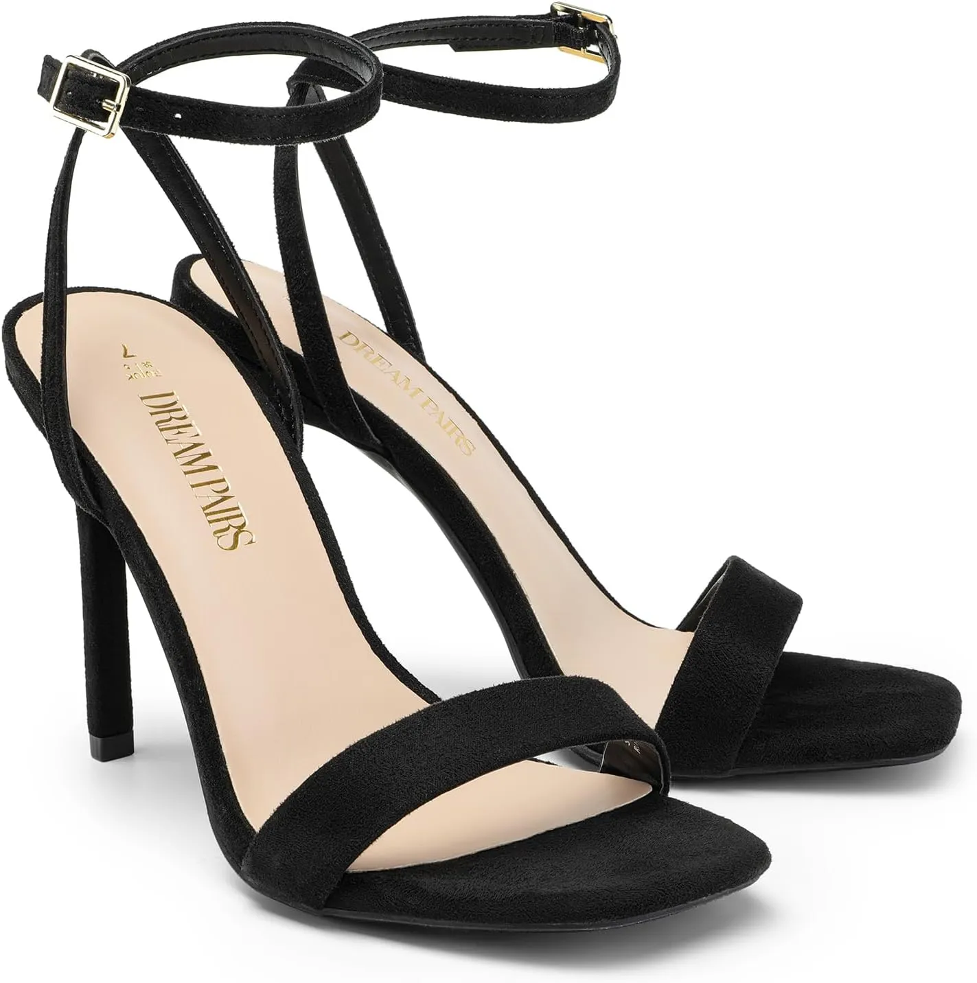 DREAM PAIRS Womens High Stilettos Open Square Toe Ankle Strap Heels Sexy Comfort Strappy Dress Shoes Wedding Bridal Pumps Sandals
