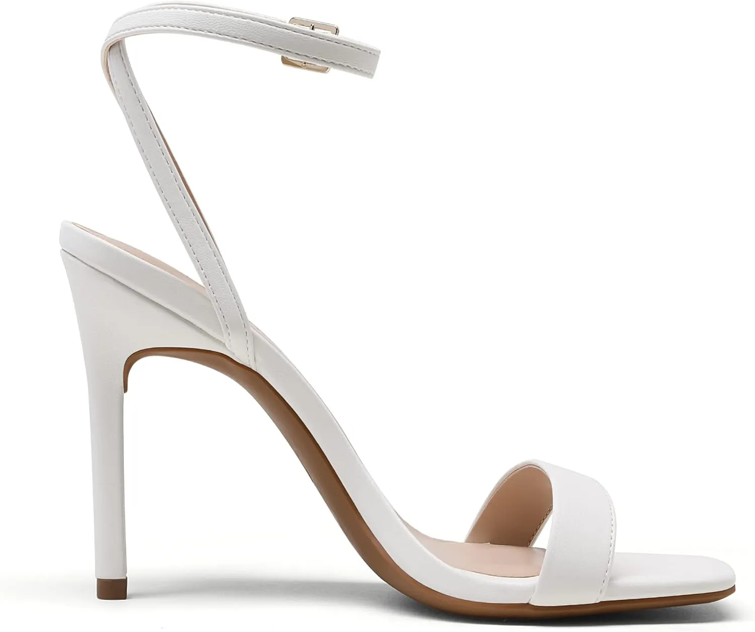 DREAM PAIRS Womens High Stilettos Open Square Toe Ankle Strap Heels Sexy Comfort Strappy Dress Shoes Wedding Bridal Pumps Sandals