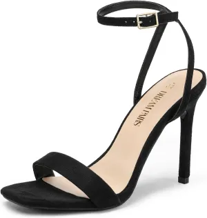 DREAM PAIRS Womens High Stilettos Open Square Toe Ankle Strap Heels Sexy Comfort Strappy Dress Shoes Wedding Bridal Pumps Sandals