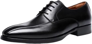 Dress Oxford for Men Lace Up Bike Toe Derby Shoes Vegan Leather Anti-Slip Rubber Sole Block Heel Non Slip Low Top Business (Color : Black, Size : 10.5)