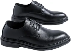 Dress Oxford for Men Lace Up Vegan Leather Round Toe Derby Shoes Resistant Non Slip Rubber Sole Block Heel Low Top Wedding