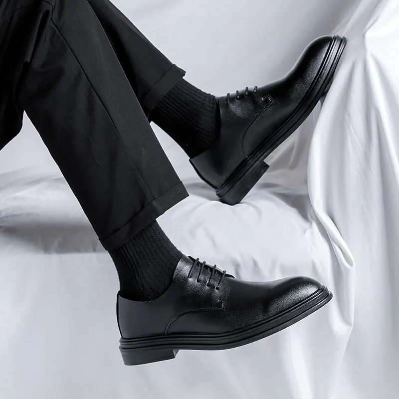 Dress Oxford for Men Lace Up Vegan Leather Round Toe Derby Shoes Resistant Non Slip Rubber Sole Block Heel Low Top Wedding