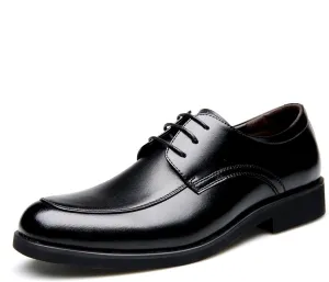 Dress Shoes for Men Lace Up Apron Toe Derby Shoes Burnished Round Toe Vegan Leather Slip Resistant Rubber Sole Anti-Slip Non Slip Low Top Prom