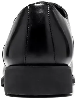 Dress Shoes for Men Lace Up Solid Color Cap Toe Vegan Leather Shoes Non Slip Low Top Anti-Slip Rubber Sole Block Heel Wedding