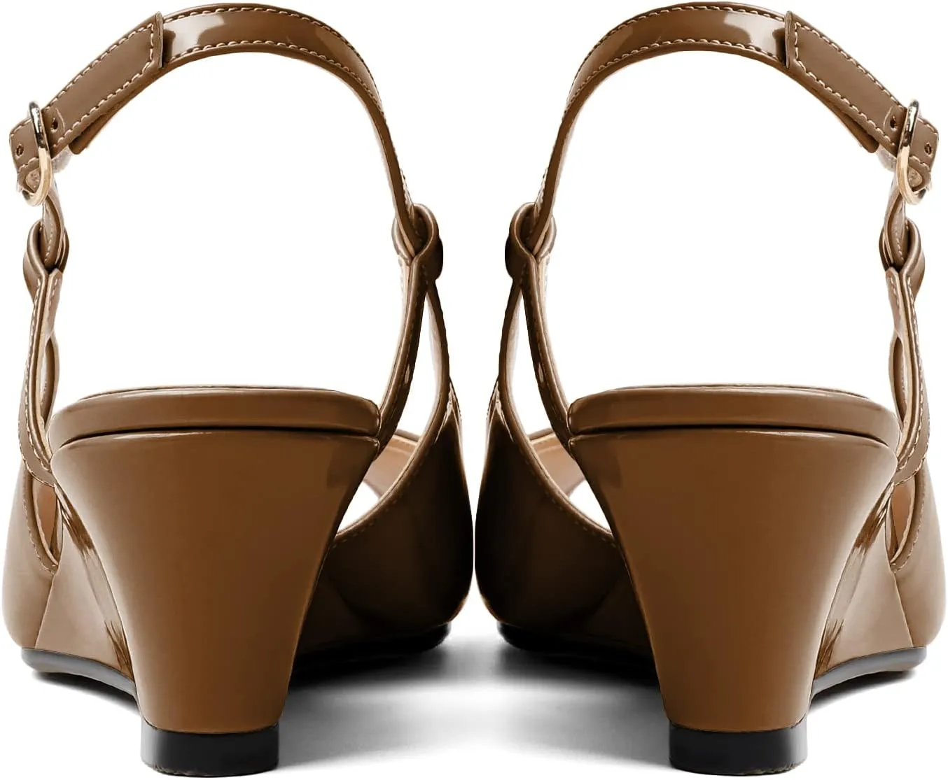 Eldof Slingback Low Wedge Sandals for Women Peep Toe Wedge Heel Pumps Shoes 2 Inches for Dress Working Evening