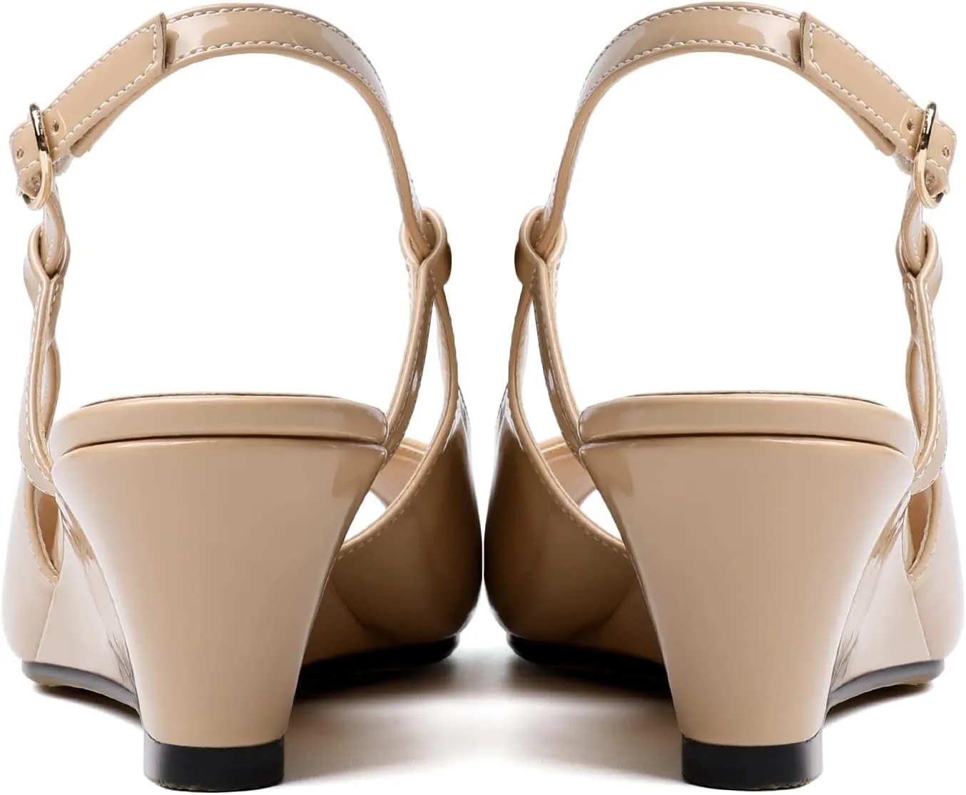 Eldof Slingback Low Wedge Sandals for Women Peep Toe Wedge Heel Pumps Shoes 2 Inches for Dress Working Evening