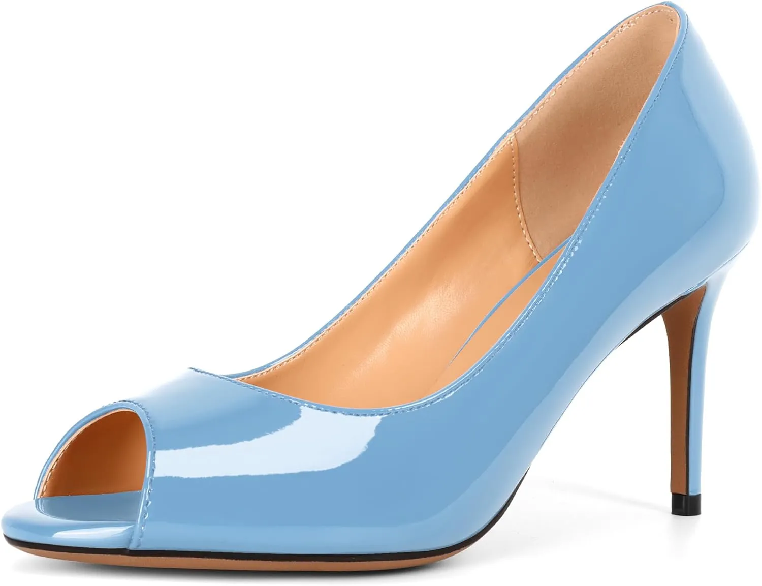Eldof Women Peep Toe Pumps Mid-Heel Pumps Formal Wedding Bridal Classic Heel Open Toe Stiletto