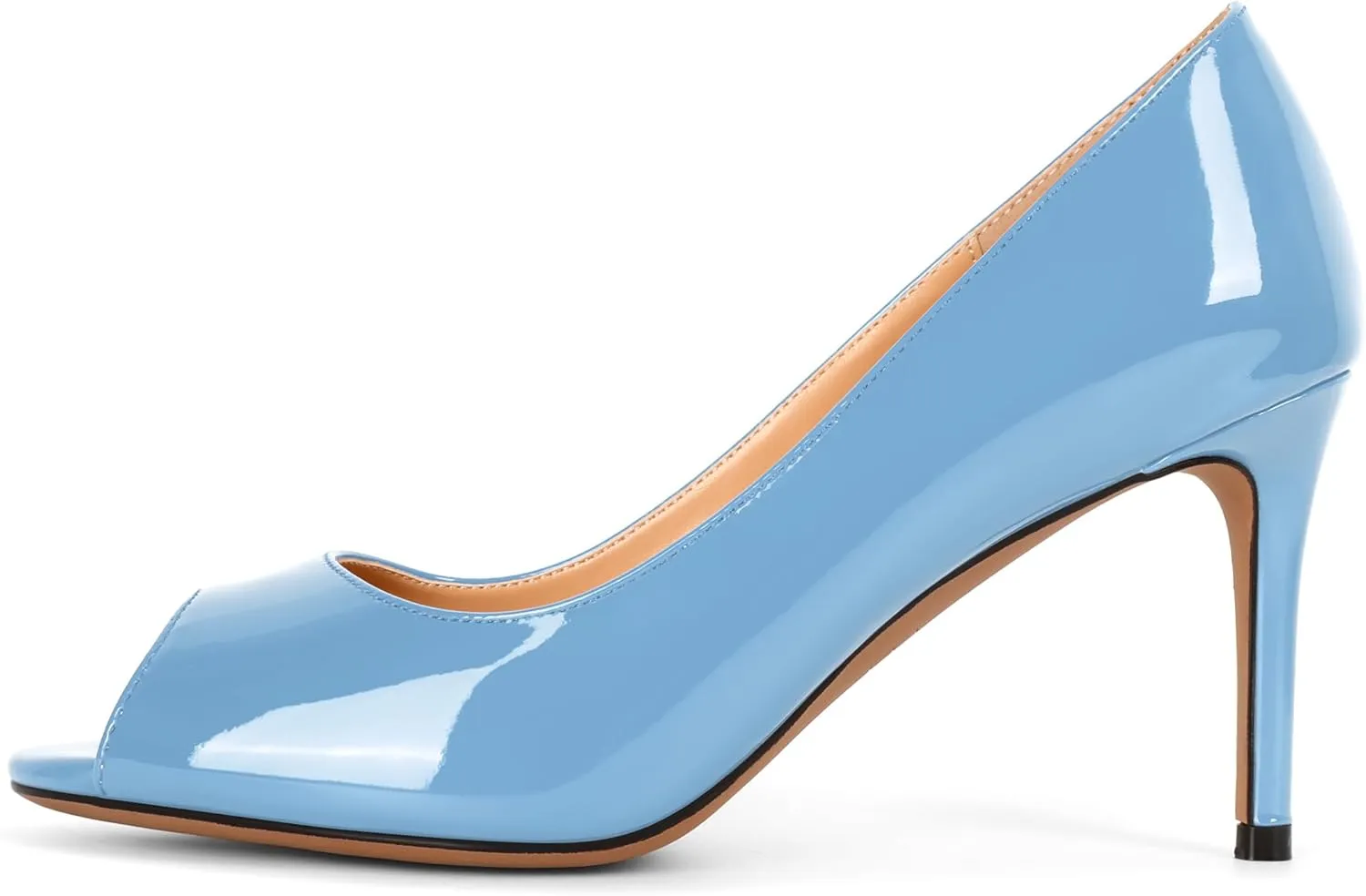 Eldof Women Peep Toe Pumps Mid-Heel Pumps Formal Wedding Bridal Classic Heel Open Toe Stiletto
