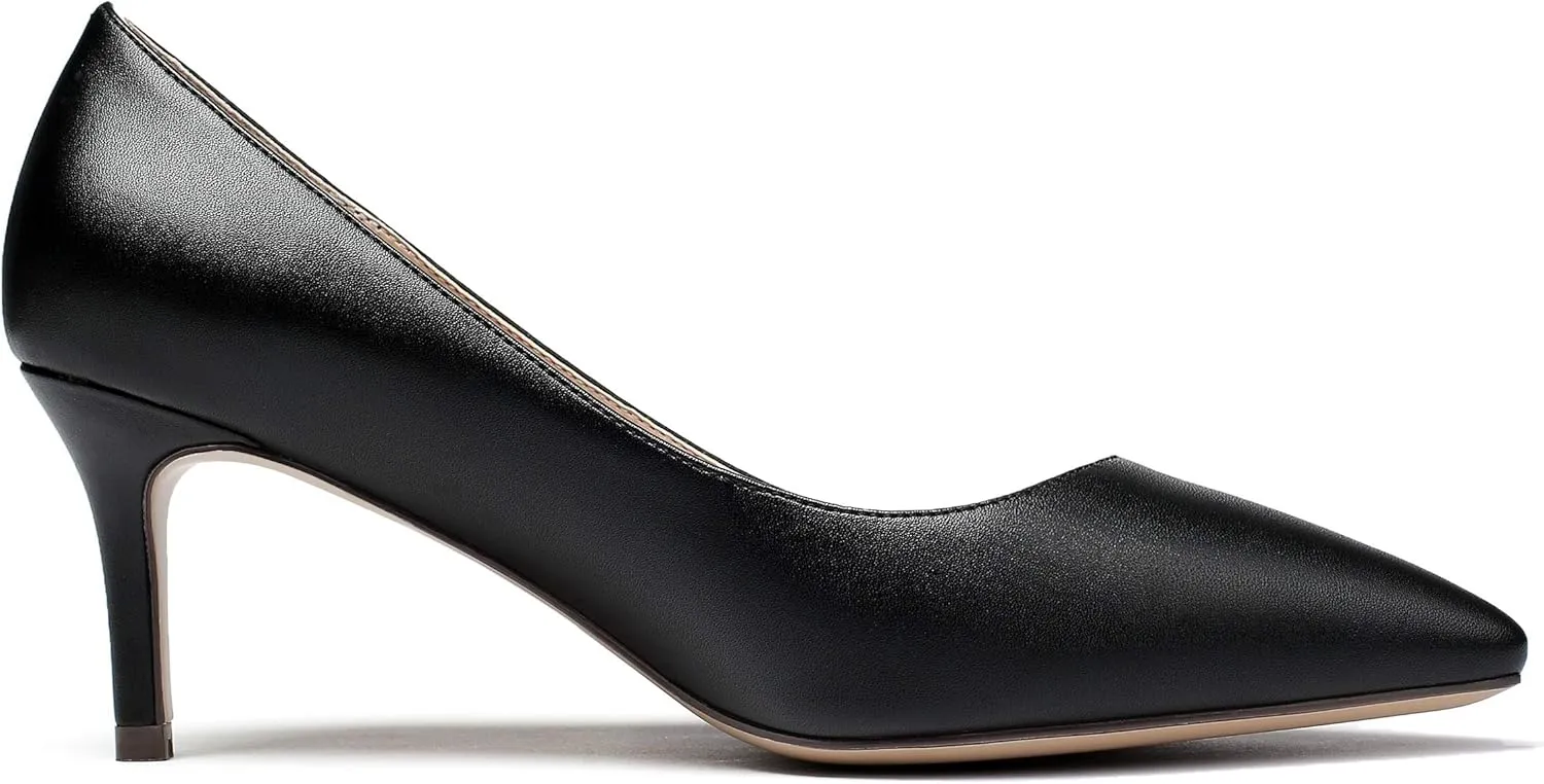 Eldof Women's Kitten Heel Pumps Pointed Toe Suede Heels Slip on Comfort Pumps 2.6 Inches for Dress Party Office