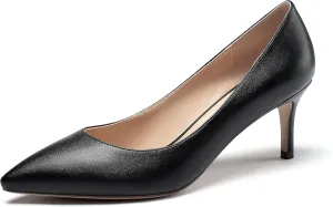 Eldof Women's Kitten Heel Pumps Pointed Toe Suede Heels Slip on Comfort Pumps 2.6 Inches for Dress Party Office
