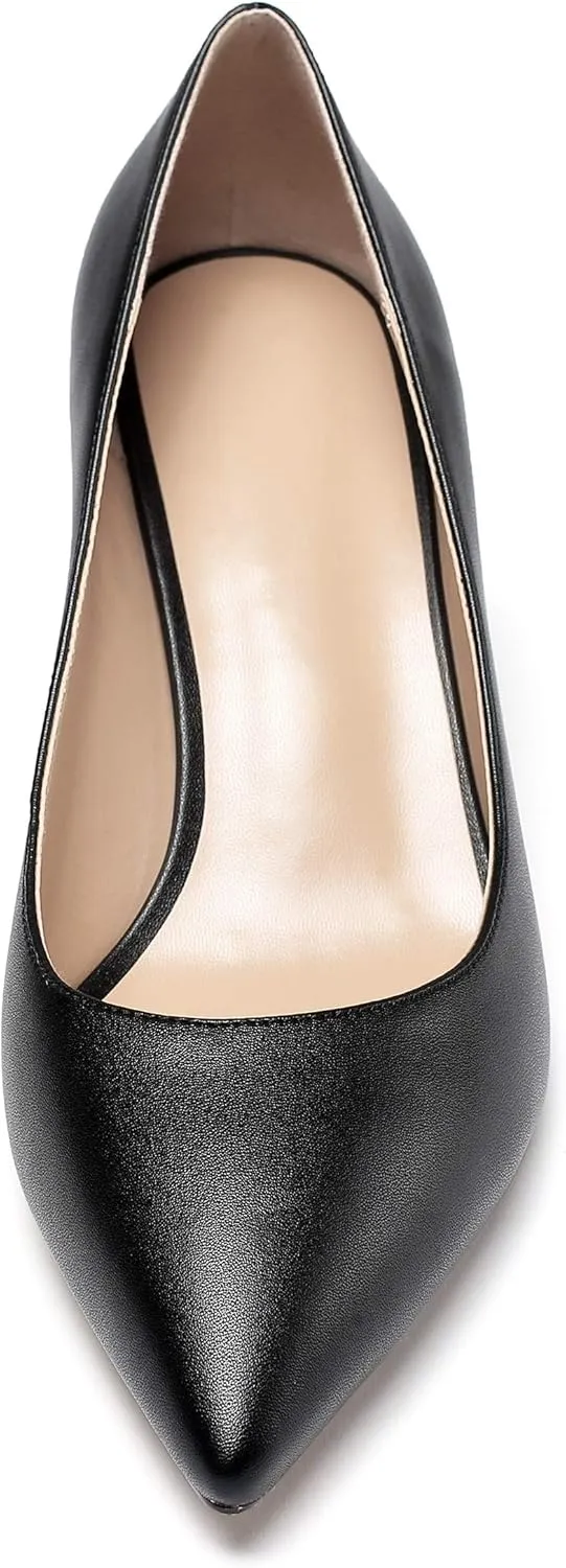 Eldof Women's Kitten Heel Pumps Pointed Toe Suede Heels Slip on Comfort Pumps 2.6 Inches for Dress Party Office