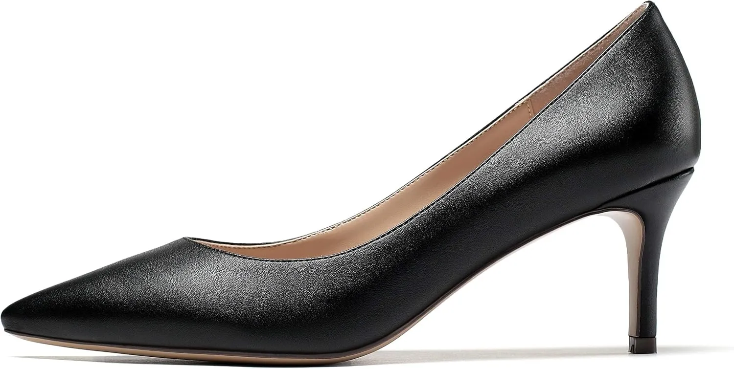Eldof Women's Kitten Heel Pumps Pointed Toe Suede Heels Slip on Comfort Pumps 2.6 Inches for Dress Party Office