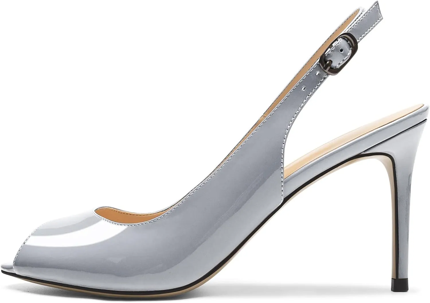 Eldof Women's Peep Toe Slingback High Heels,Stiletto Heel Slingback Sandals, Comfort High Heels Dress Shoes for Ladies Office Wedding Evening