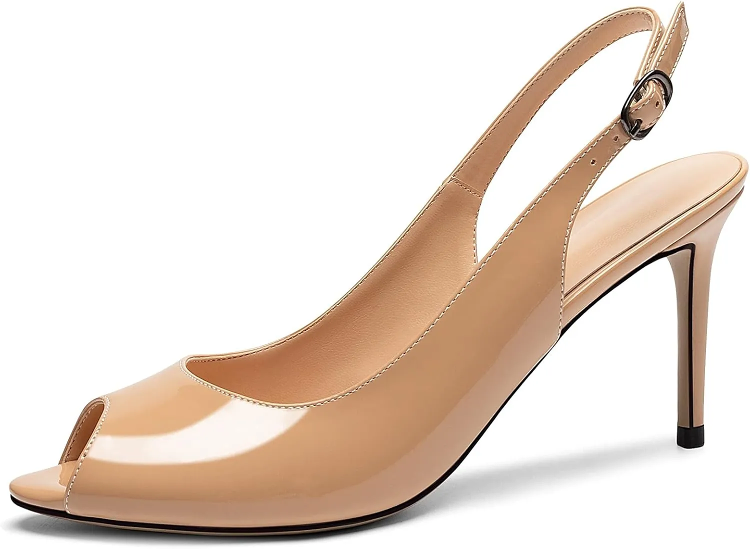 Eldof Women's Peep Toe Slingback High Heels,Stiletto Heel Slingback Sandals, Comfort High Heels Dress Shoes for Ladies Office Wedding Evening