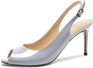 Eldof Women's Peep Toe Slingback High Heels,Stiletto Heel Slingback Sandals, Comfort High Heels Dress Shoes for Ladies Office Wedding Evening
