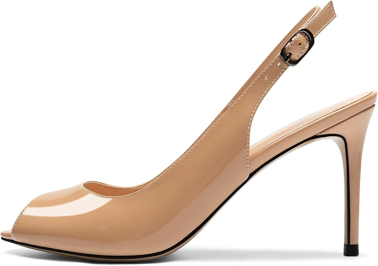 Eldof Women's Peep Toe Slingback High Heels,Stiletto Heel Slingback Sandals, Comfort High Heels Dress Shoes for Ladies Office Wedding Evening