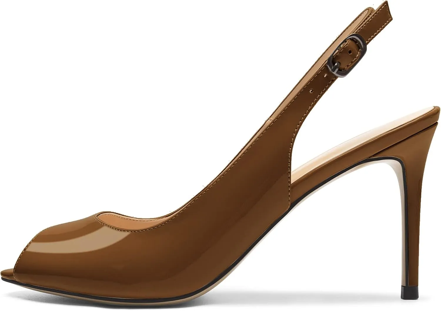 Eldof Women's Peep Toe Slingback High Heels,Stiletto Heel Slingback Sandals, Comfort High Heels Dress Shoes for Ladies Office Wedding Evening