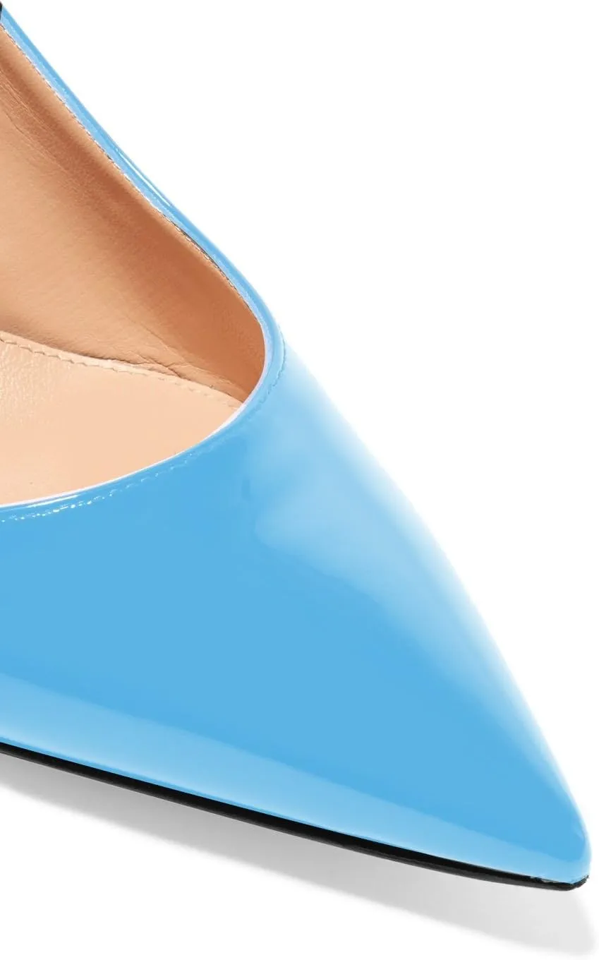 Eldof Women's Slingback Ankle Strap Pointed Toe Kitten Heel Pumps Mary Jane Slip On 6.5CM Mid Heel Shoes