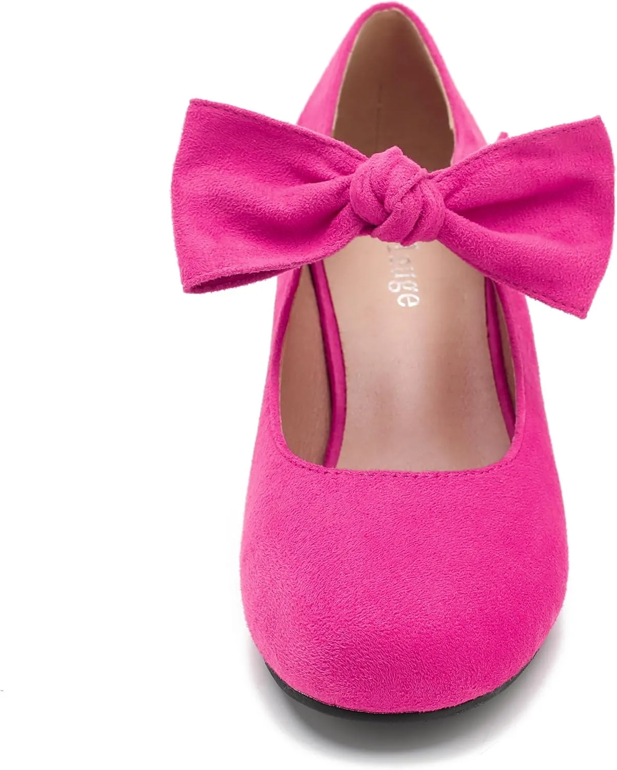 Enelauge Women's Bow Mary Jane Pumps Low Kitten Heels Round Toe Ankle Strap Wedding Office Work Dress Evening Party Shoes