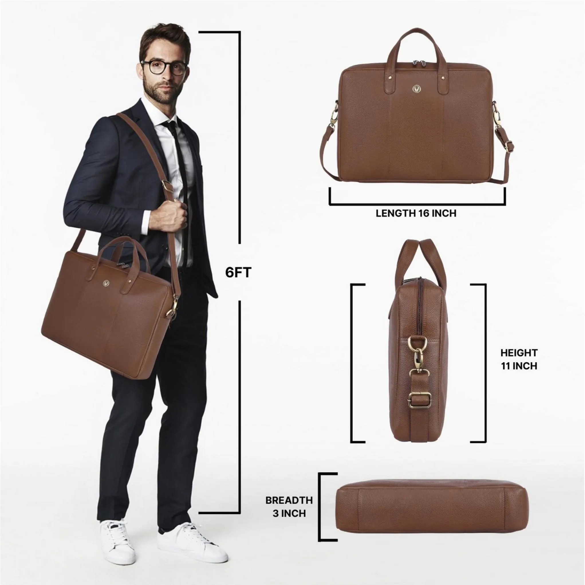 EVANDER Leather Laptop Messenger Bag for Men