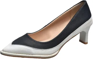 Fashion Summer Women Pumps Pointed Toe Medium Heel Thick Heel Color Block Large Size Casual Style Name Shoes for Women (White, 9)